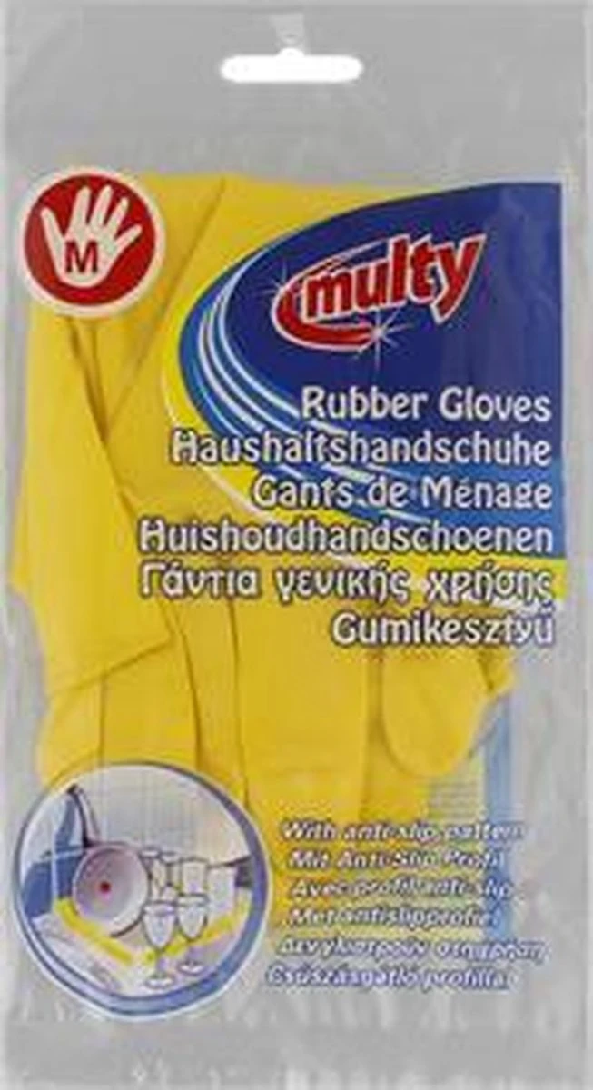 Multy Luxe Huishoudhandschoenen Maat M - Natuurlatex Met Katoenen Vlokvoering - Anti Slip - Rubberen Handschoenen - Waterdicht - Natuurlijk Latex - Maat M - Afbeelding 5
