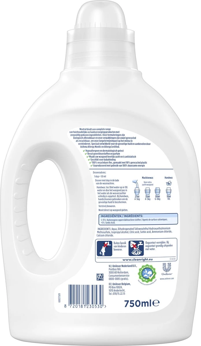 Neutral Parfumvrij Wasverzachter - 5 X 27 Wasbeurten - Voordeelverpakking - Afbeelding 3