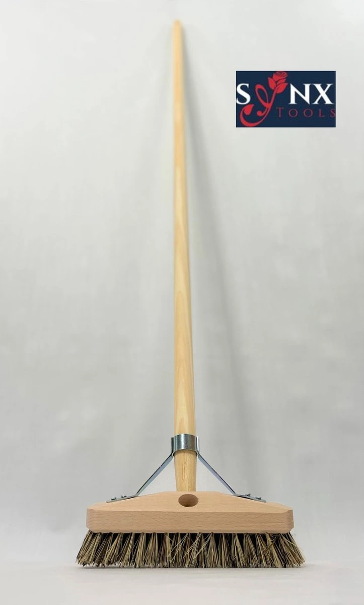 Synx Tools Luiwagen Union 22cm - Tegel Bezem Schrobber- Bezemsteel - Schoonmaakbezem - Schrobborstels - Bezems Met Steel 150 Cm - Afbeelding 2