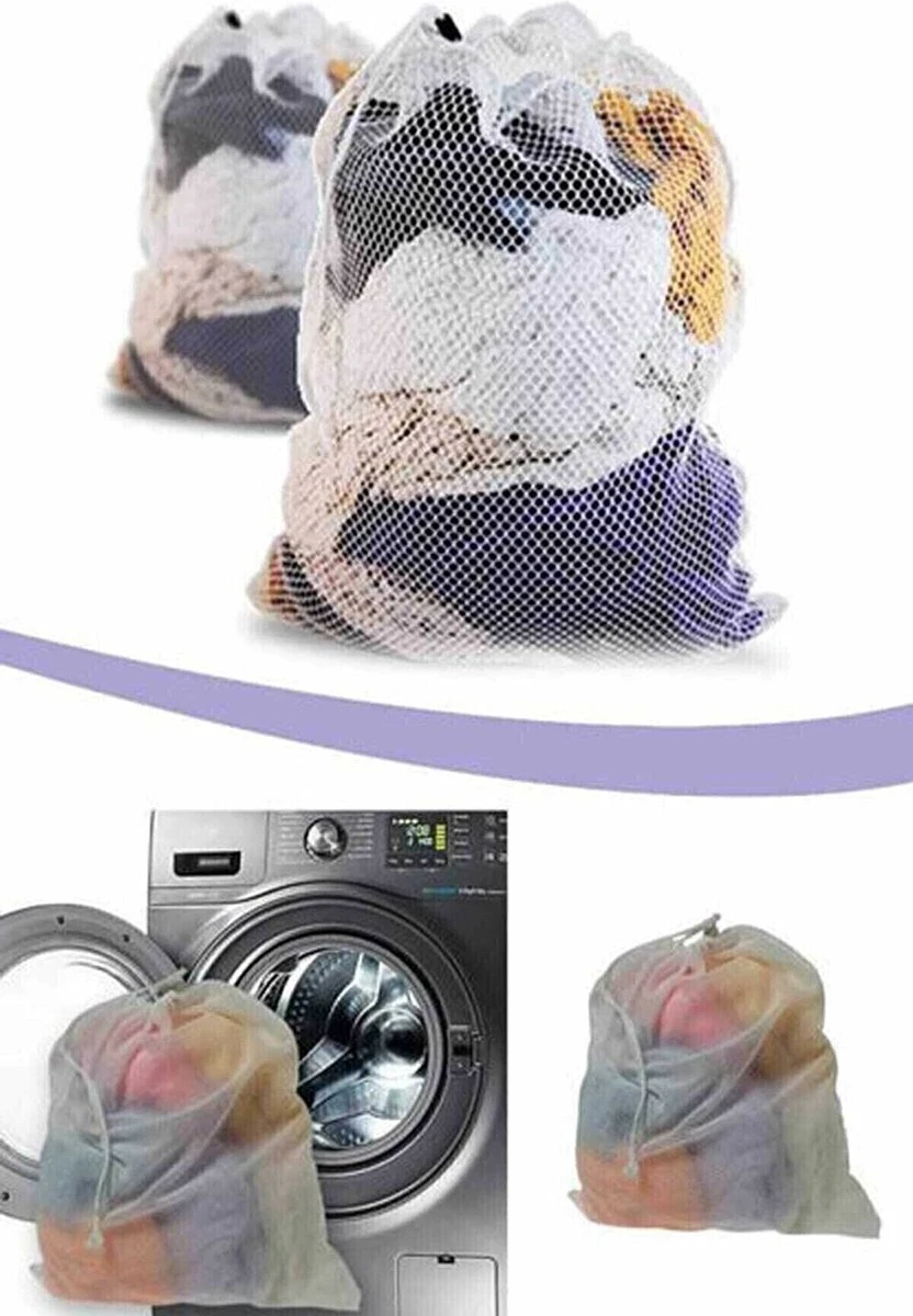 Wasnet Waszak - Groot - XL - 60 X 80 CM - Wit - Treksysteem - Trekbandsluiting - Polyester - Laundry Bag - Afbeelding 3