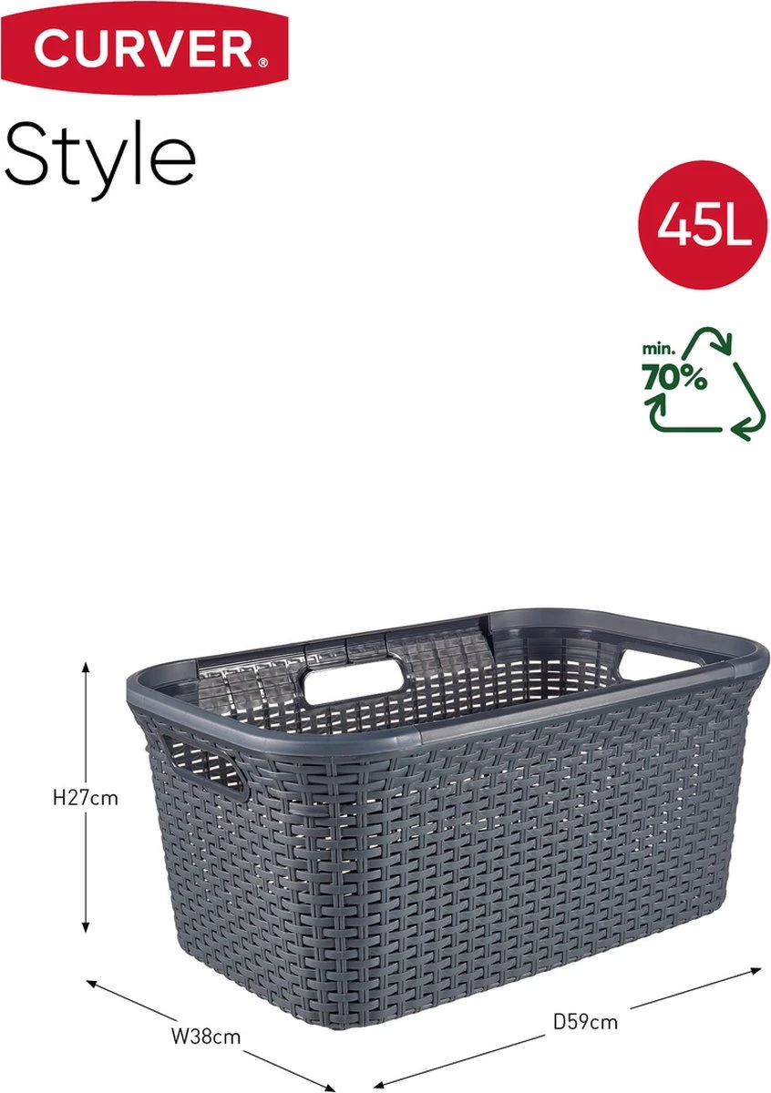 Curver Style Wasmand - 45L - Antraciet - Afbeelding 4