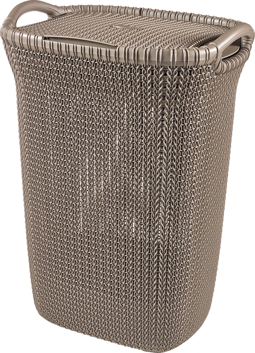 Curver Knit Wasmand Met Deksel - 57L - Bruin