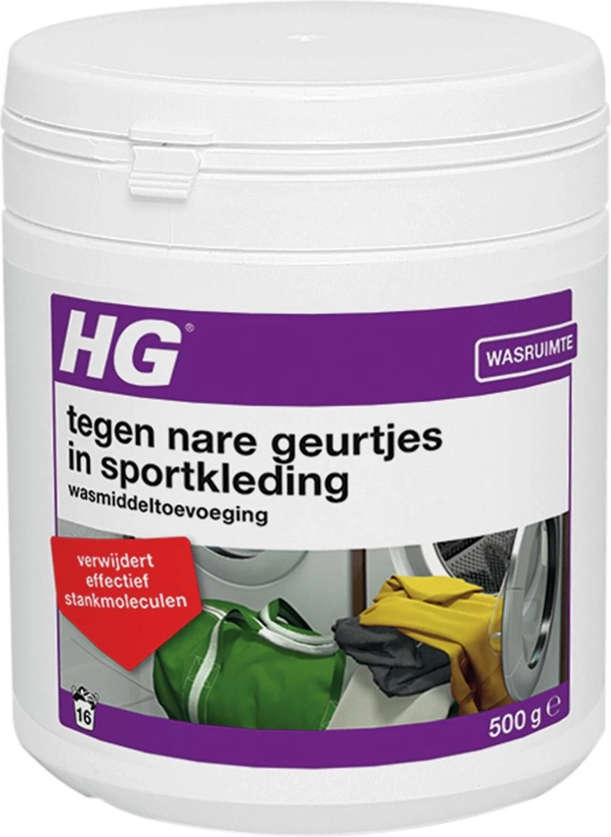 HG Tegen Nare Geurtjes In Sportkleding Wasmiddeltoevoeging - 500gr - Ook Bruikbaar Voor Handdoeken En Andere Kleding - Elimineert 100% Stankmoleculen - Biologisch Afbreekbaar - Afbeelding 3