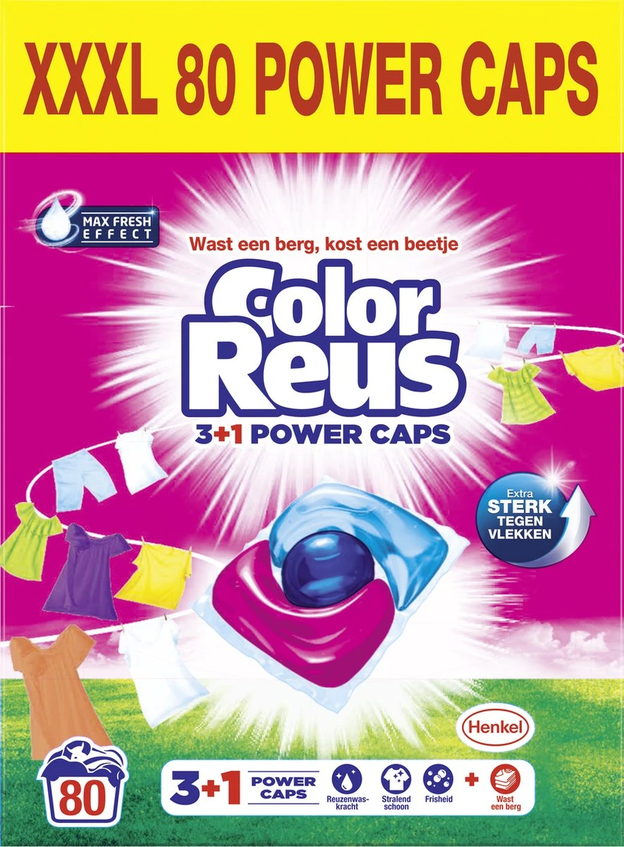 Color Reus Power Caps Wascapsules – Wasmiddel Capsules – Voordeelverpakking – 2x40 Wasbeurten