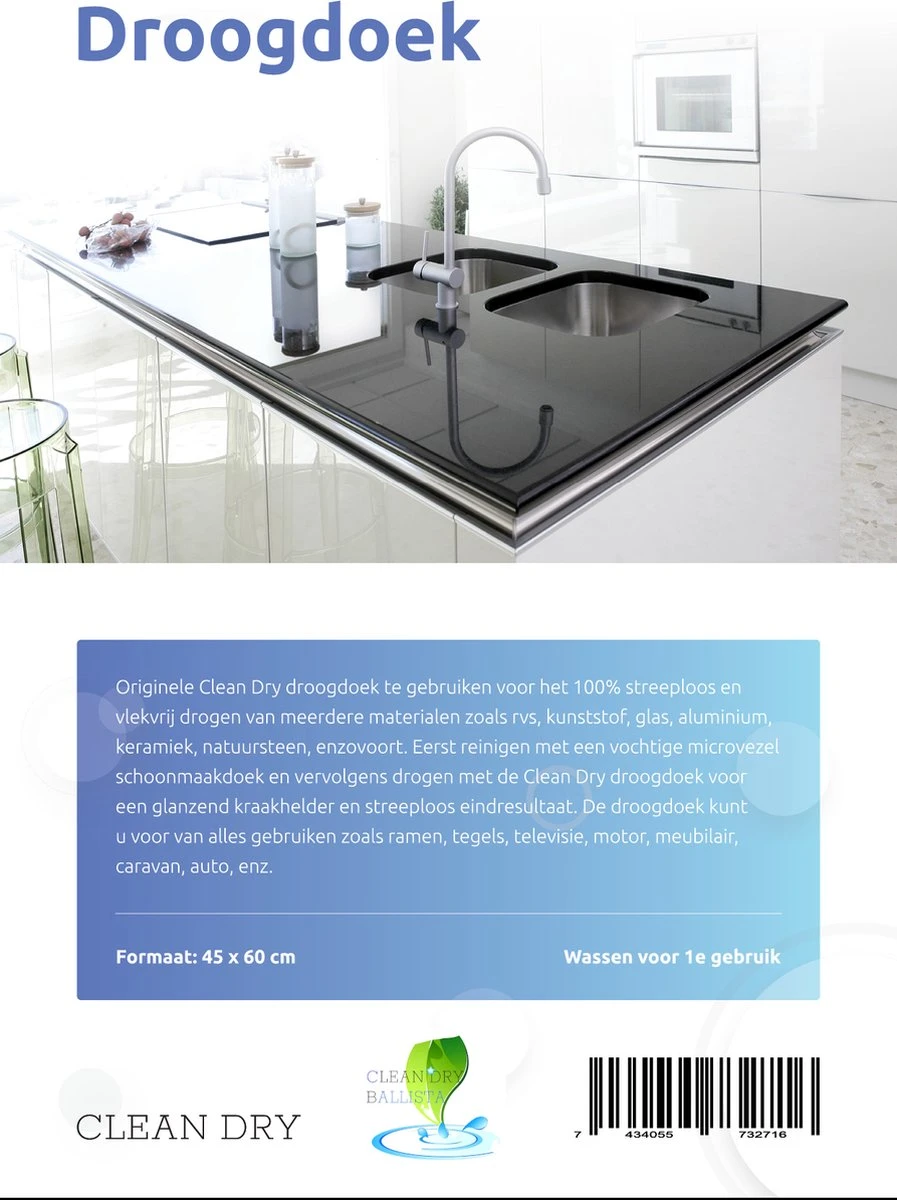 Ramen Doeken Clean Dry Droogdoek 45 X 60 Cm Met Fanatic 40 X 40 Cm Originele Raamdoeken - Afbeelding 5