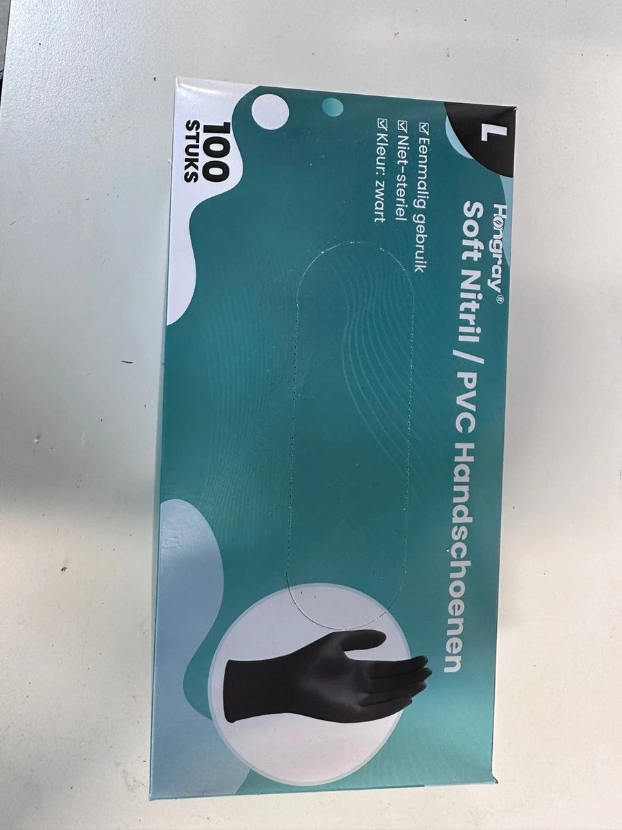 Handschoenen Wegwerp Nitril - Latex Vrij - Ongepoederd - Zwart - Maat L - 100 Stuks - Afbeelding 4