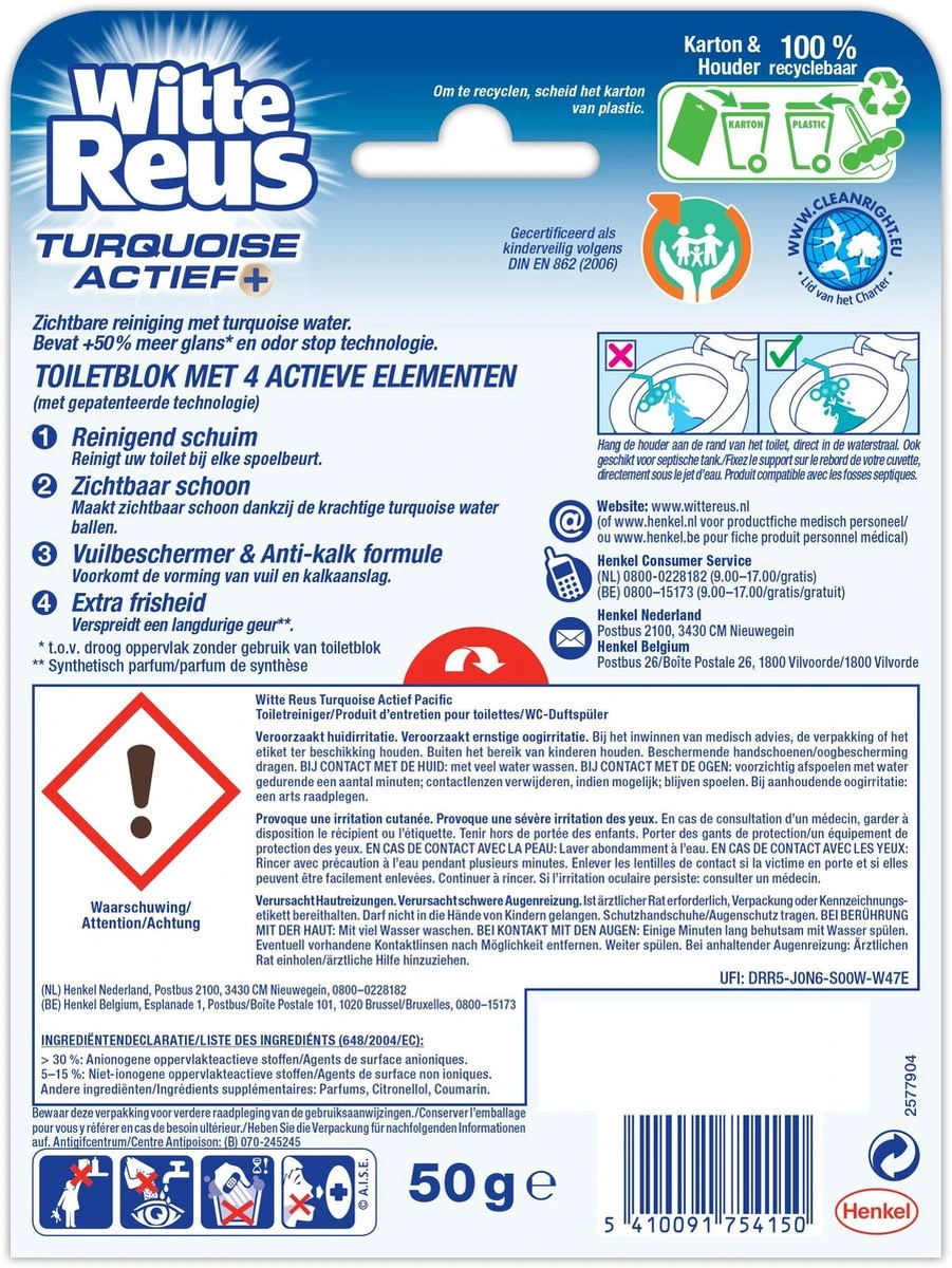 Witte Reus Turquoise Actief Toiletblok - Pacific - WC Blokjes Voordeelverpakking - 10 Stuks - Afbeelding 8