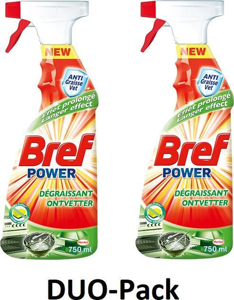 BREF Power Ontvetter - Voor Een Vetvrij Resultaat & Frisse Geur - Geschikt Voor De Hele Keuken - 750ml X 2
