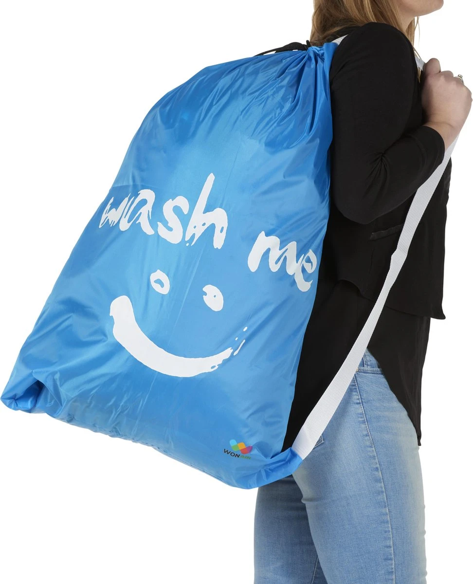 Wonair - Grote Waszak - 60x90cm - Hemelsblauw - Met Trekkoord En Draagband - Afbeelding 9