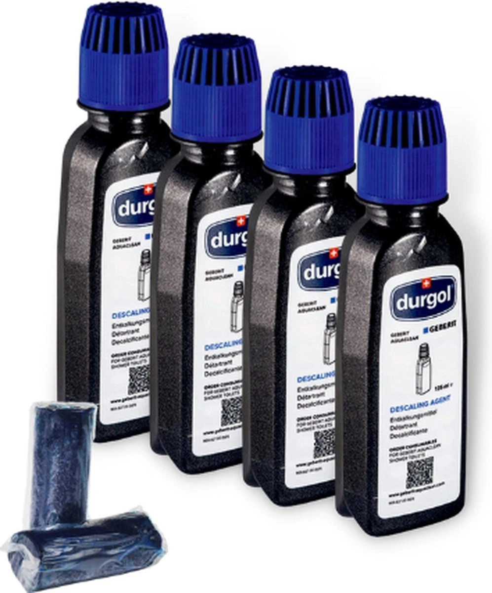 Geberit Aquaclean Ontkalkingsmiddel En Duofresh Sticks - 4 Flesjes + 2 Gratis Geberit DuoFresh Sticks - Toilet Ontkalking - Geberit Toilet Ontkalker