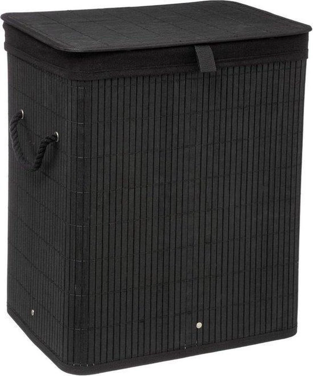 Wasmand Met Deksel 60 L - Bamboe - Zwart - Afbeelding 10